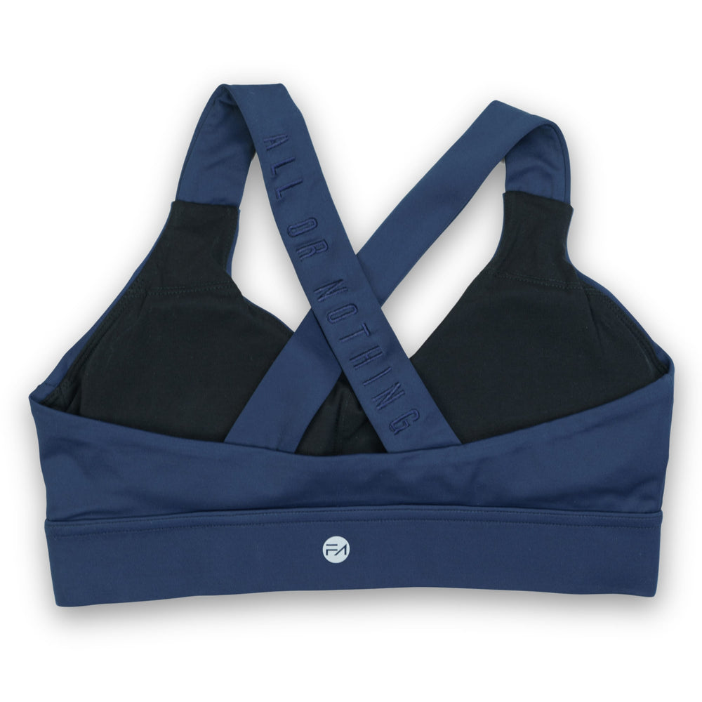 Affinity Sports Bra Navy, flat lay back view