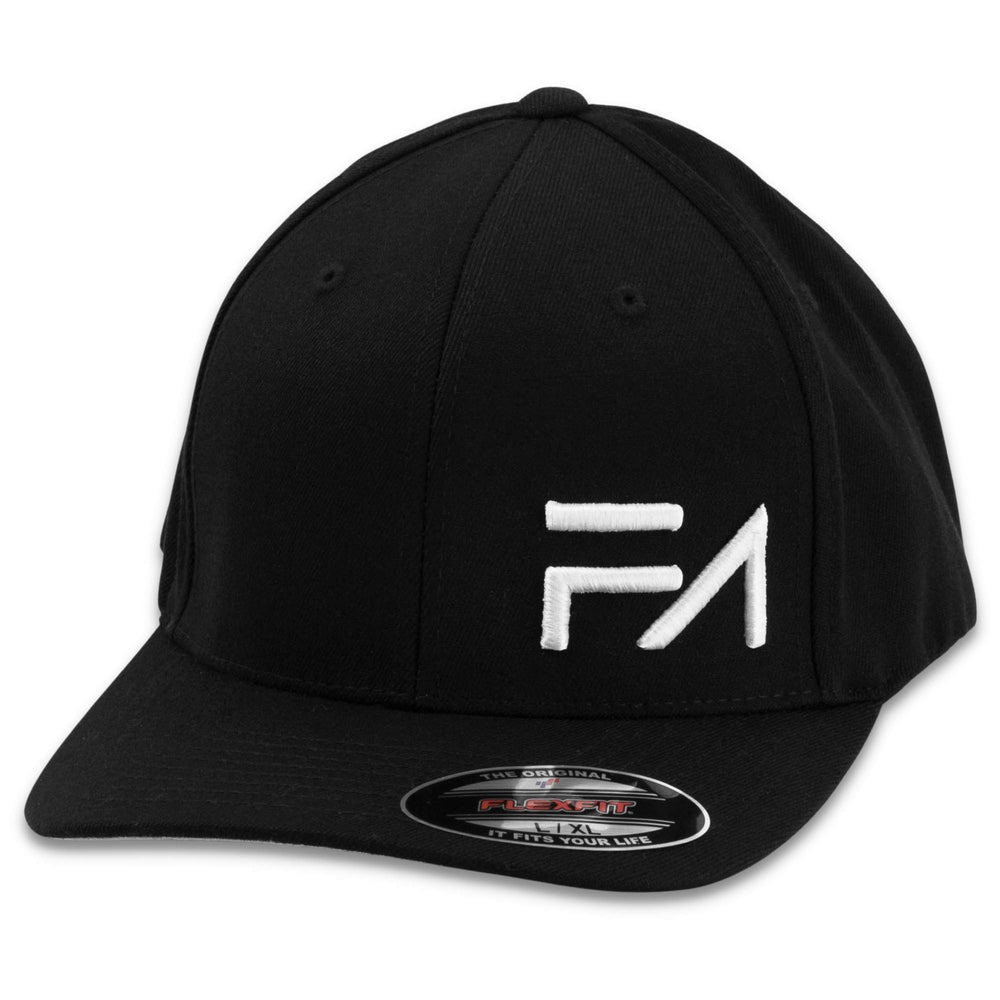 FA Flexfit Black, white logo front view