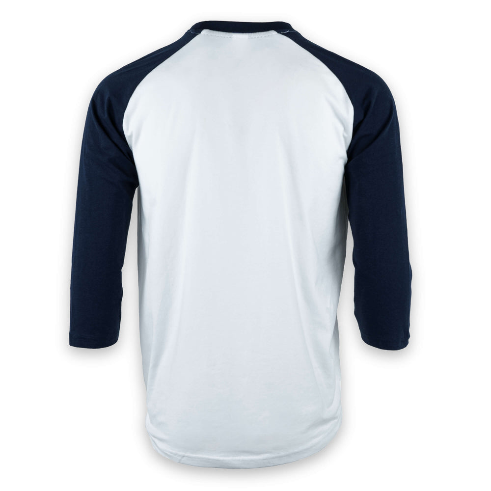 FA Raglan 3/4 Blue and White, back view