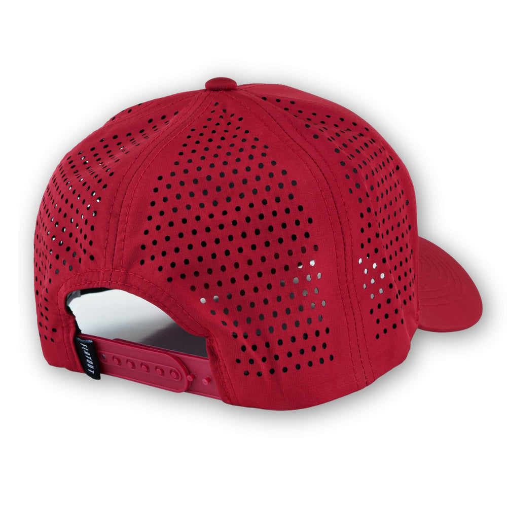 FA 7-Panel Red Snapback, back view