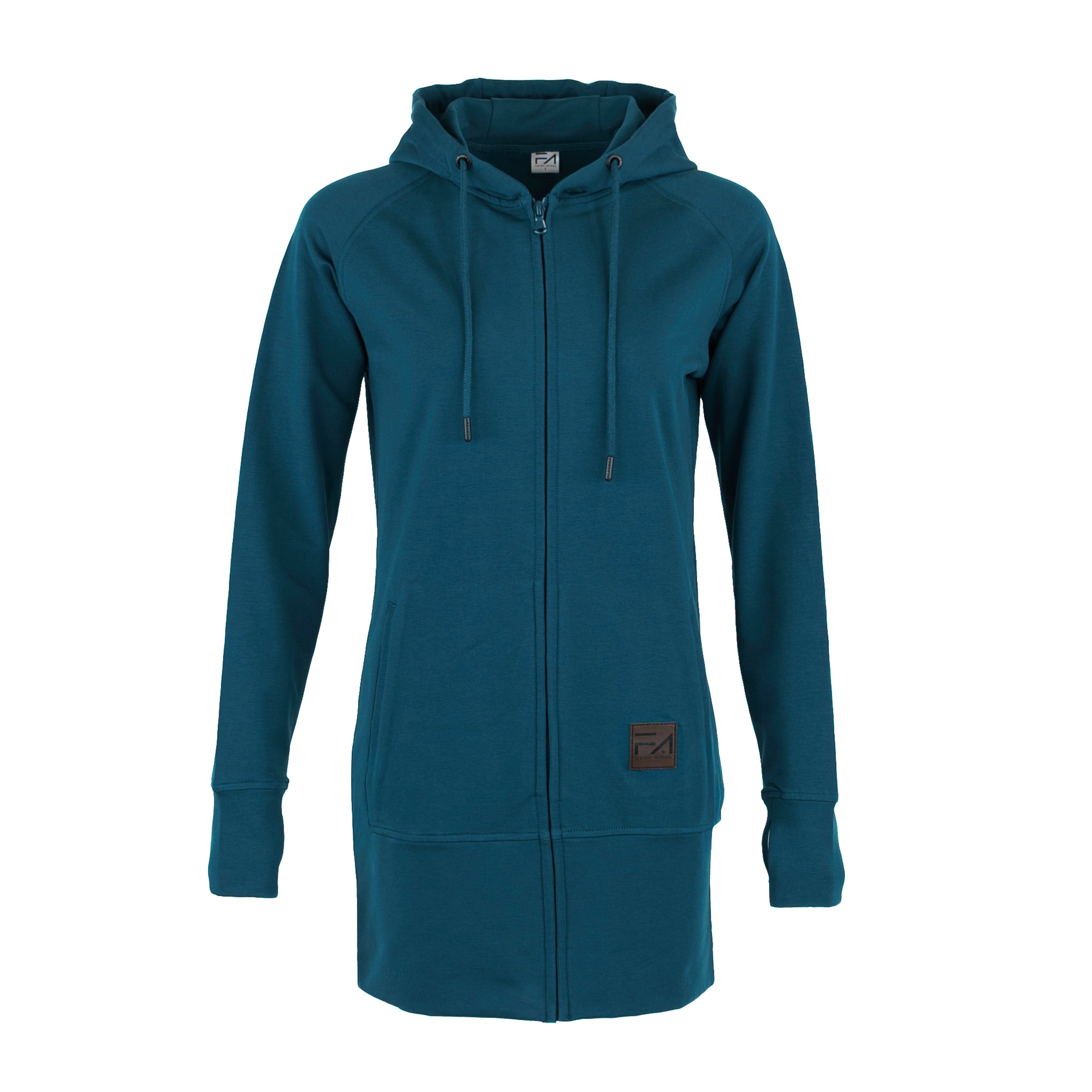 トップス FLAREUP Cut-out Hooded Zip-up Kora Long Tech Terry Zipup Hoodie - Deep Teal – Flatout Apparel Inc.