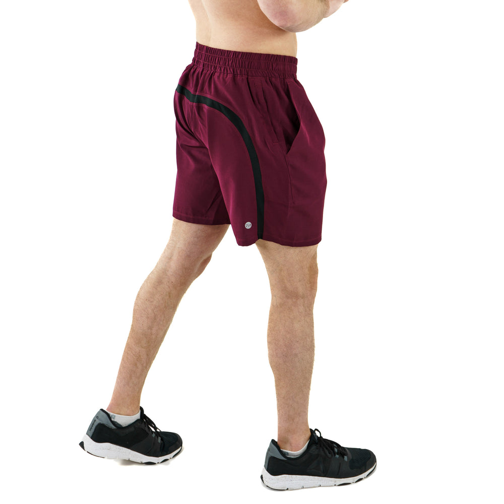 Unlimited Shorts Burgundy, 7.5 inch modeled right view