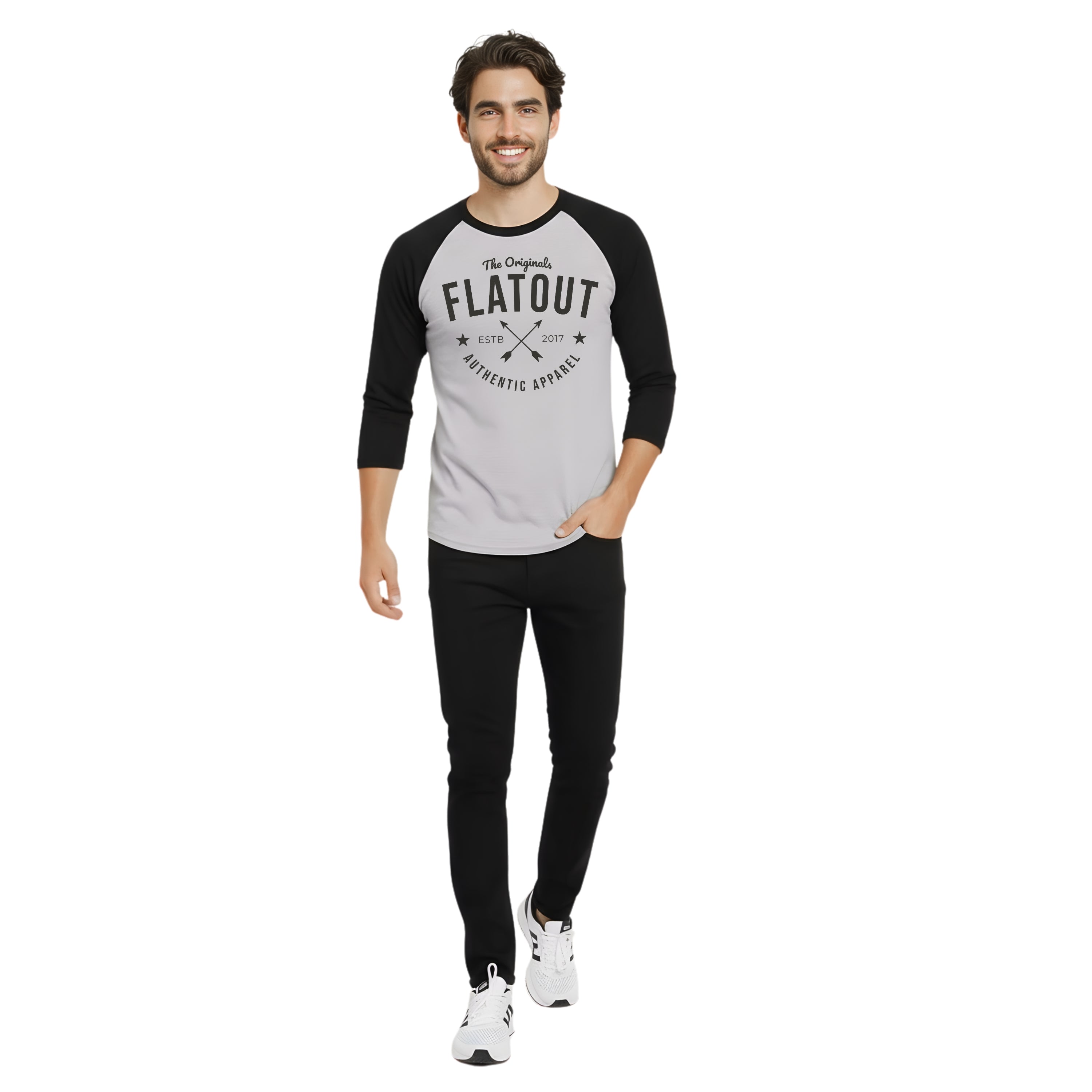 FA Raglan 3/4 (Black / Heather Grey)