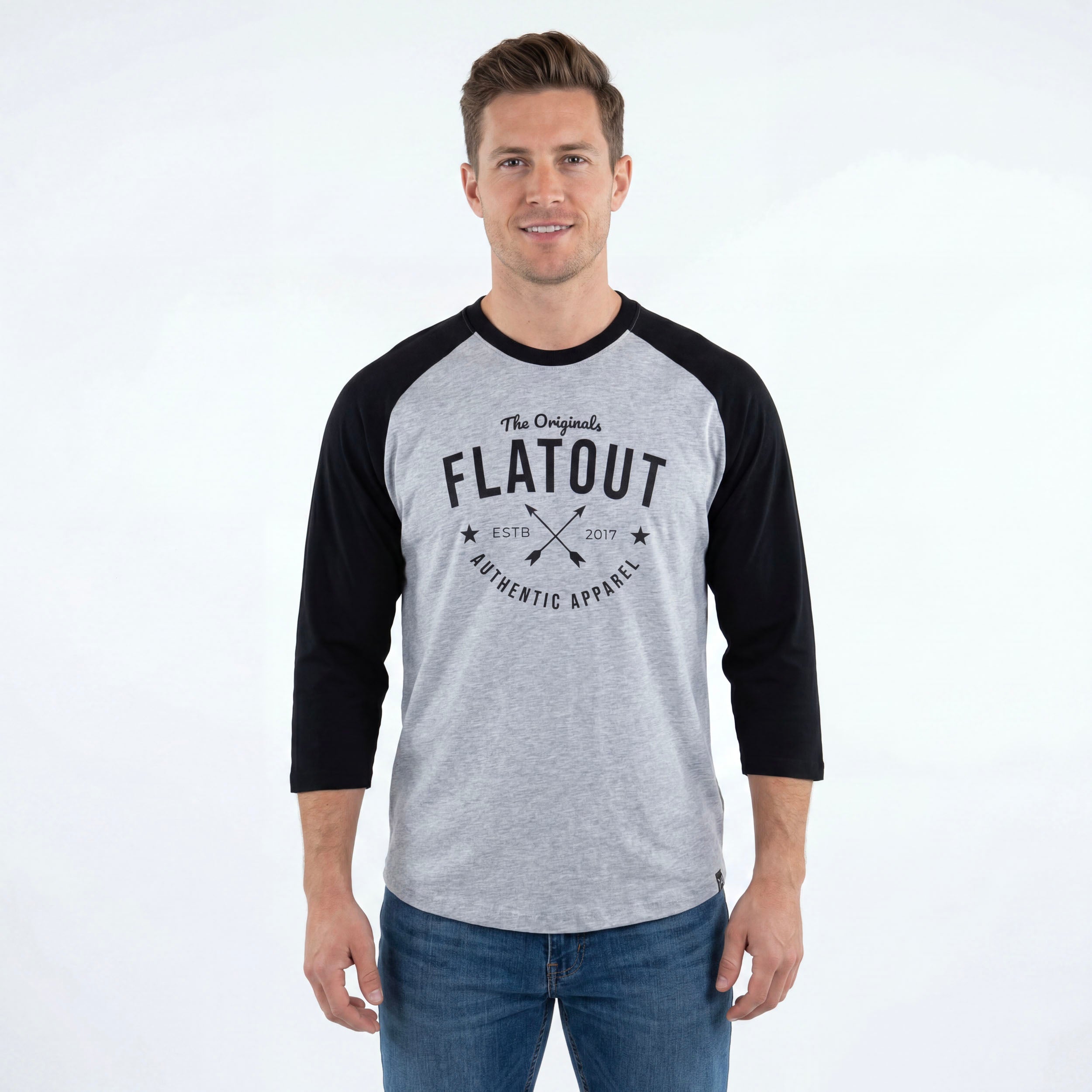 FA Raglan 3/4 (Black / Heather Grey)