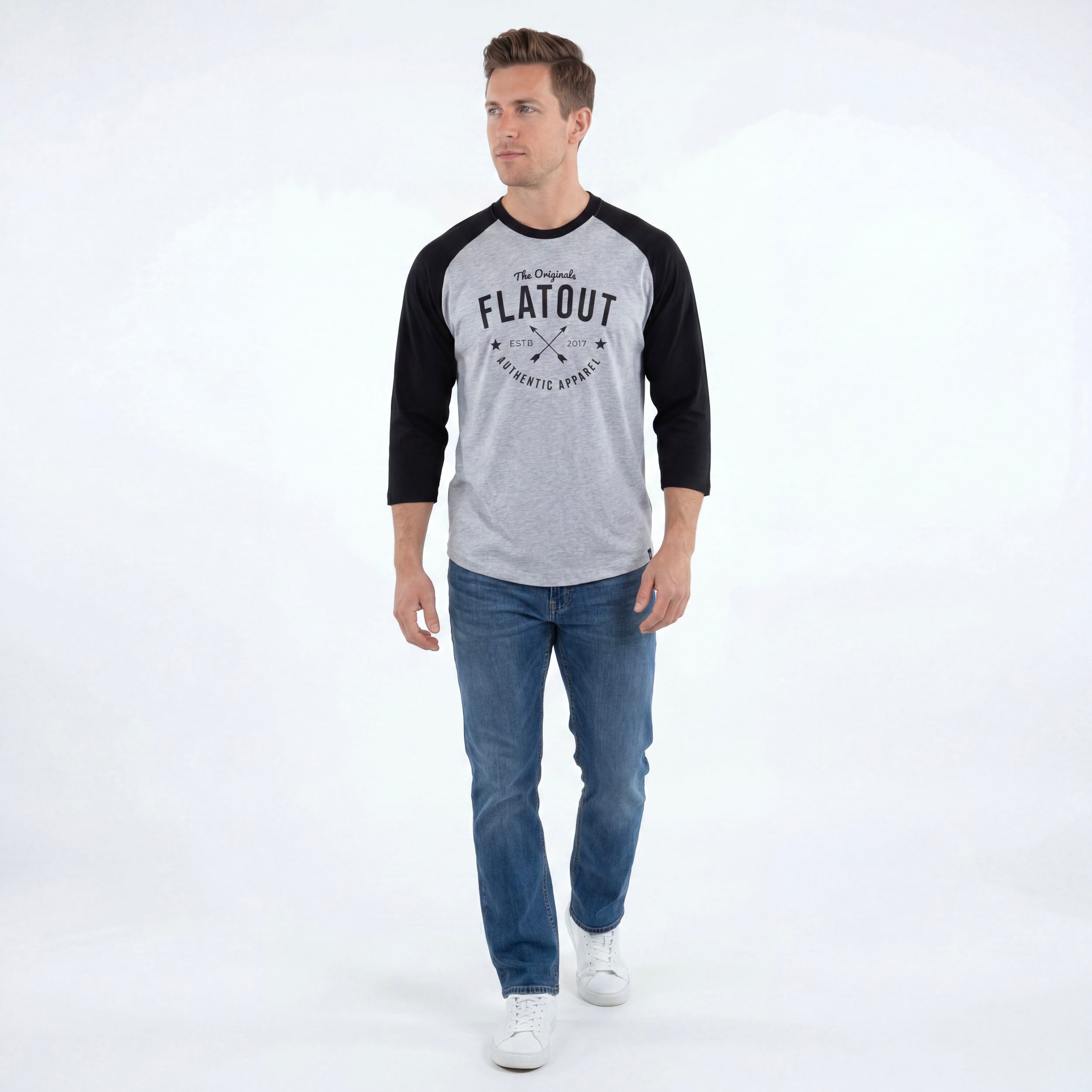 FA Raglan 3/4 (Black / Heather Grey)