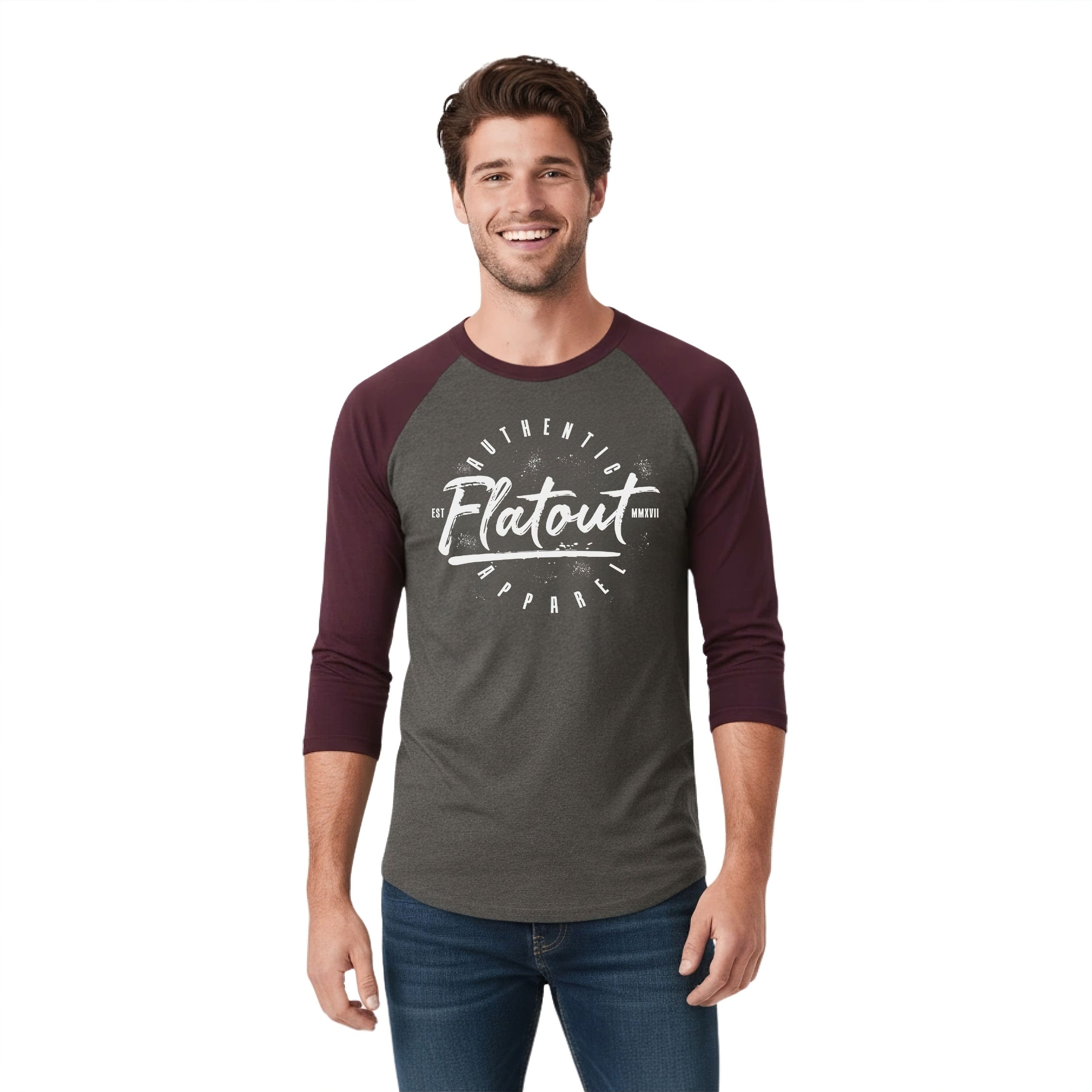 FA Raglan 3/4 (Burgundy / Charcoal)