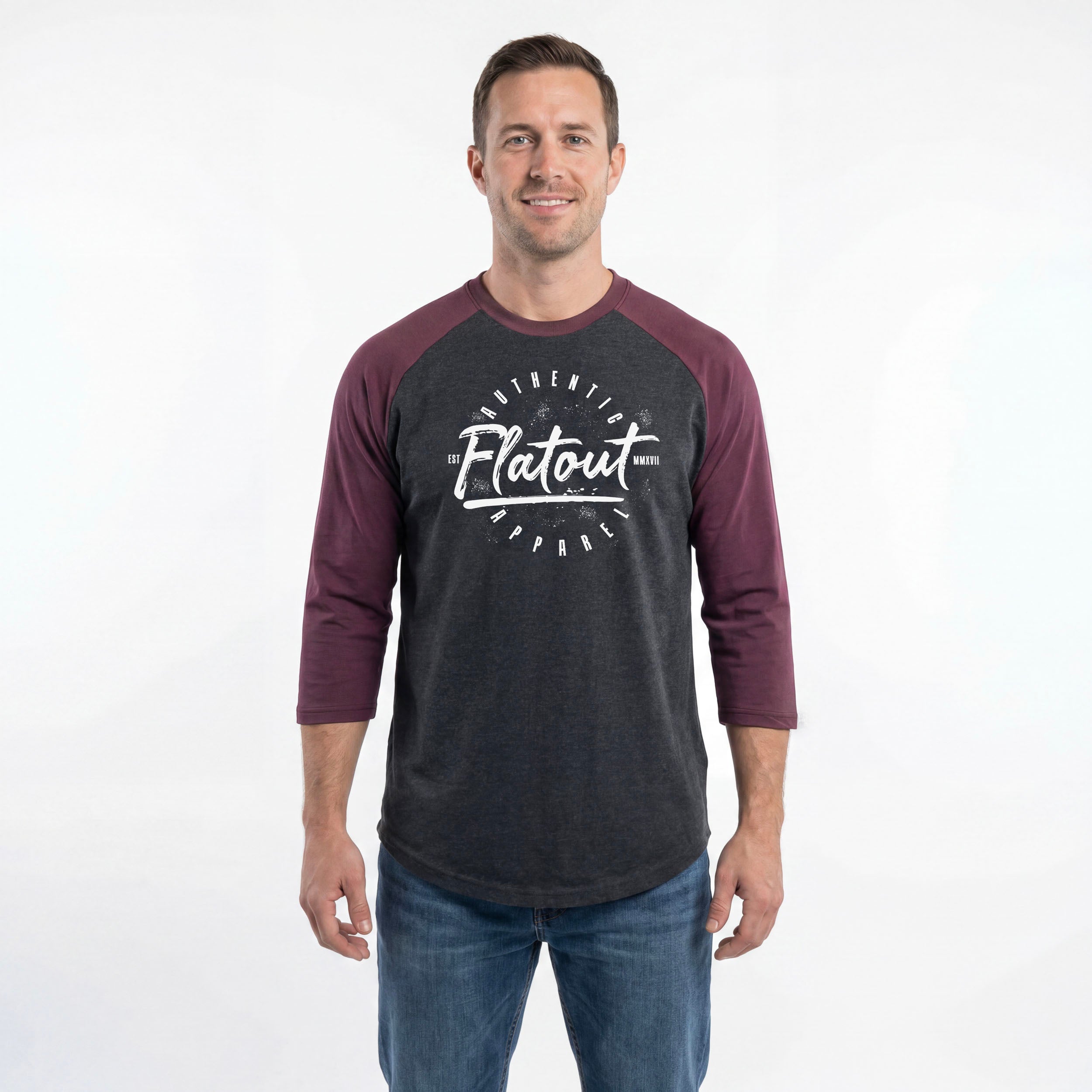FA Raglan 3/4 (Burgundy / Charcoal)