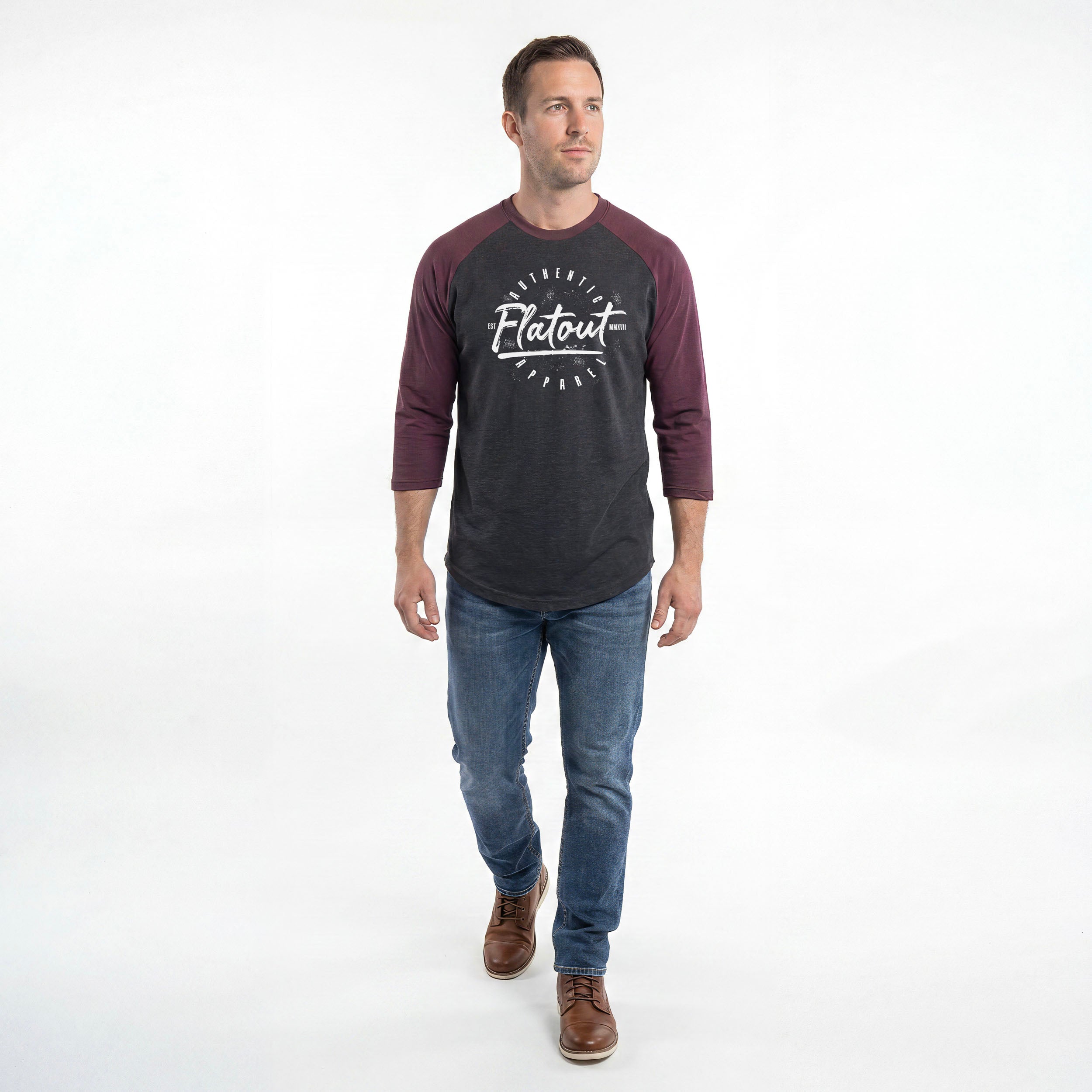 FA Raglan 3/4 (Burgundy / Charcoal)
