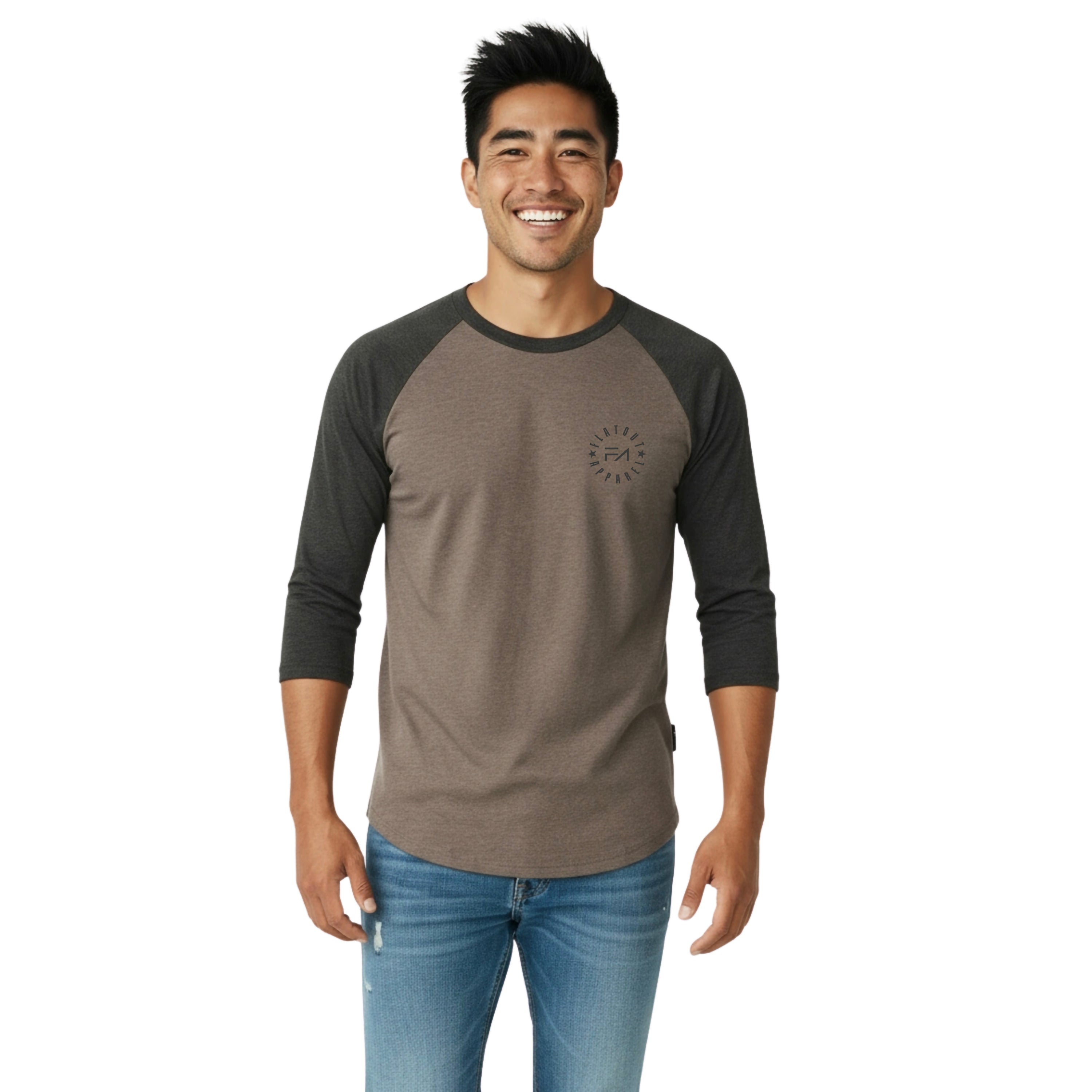 FA Raglan 3/4 (Charcoal / Heather Brown)