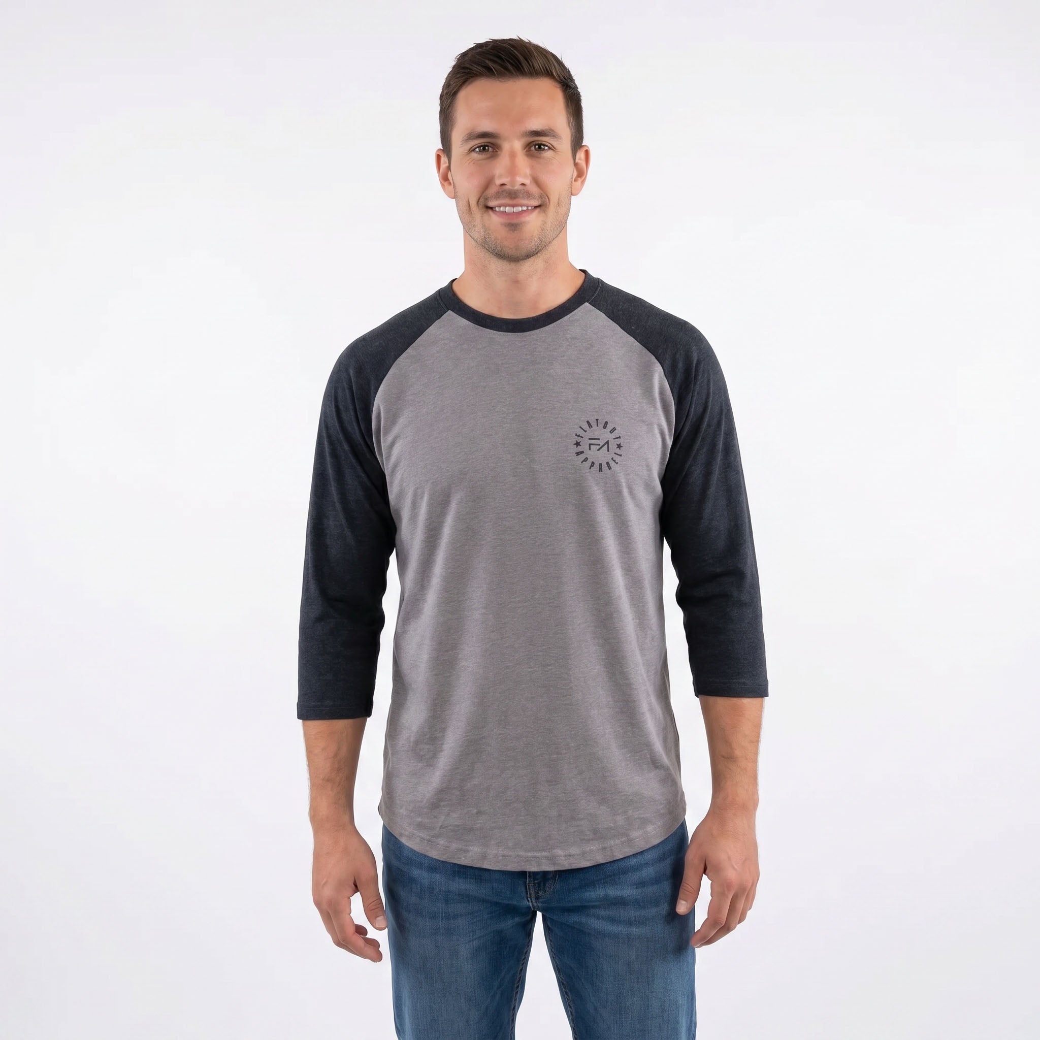 FA Raglan 3/4 (Charcoal / Heather Brown)