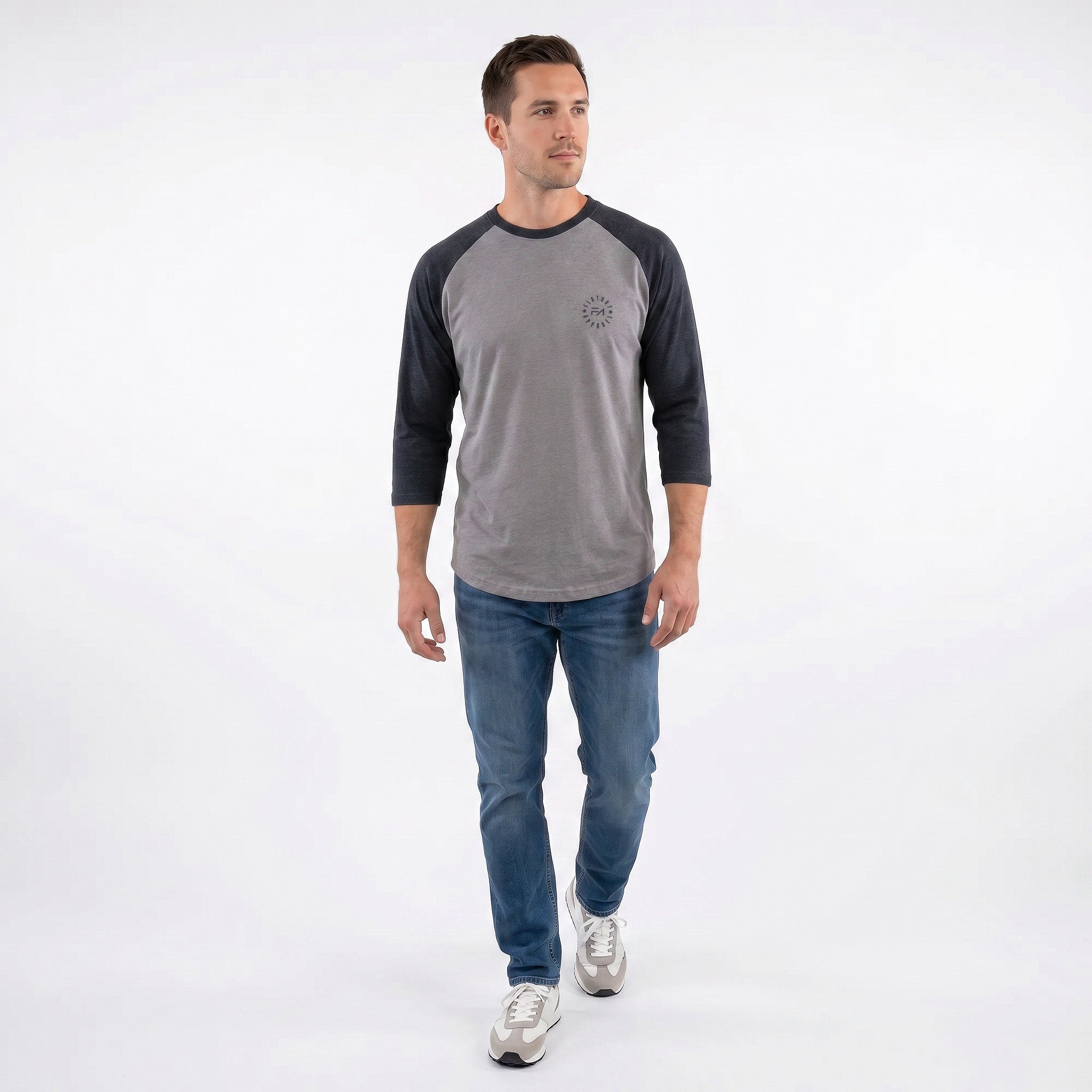 FA Raglan 3/4 (Charcoal / Heather Brown)