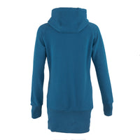A atlantic blue hooded sweatshirt shown from the back on a clean white background.