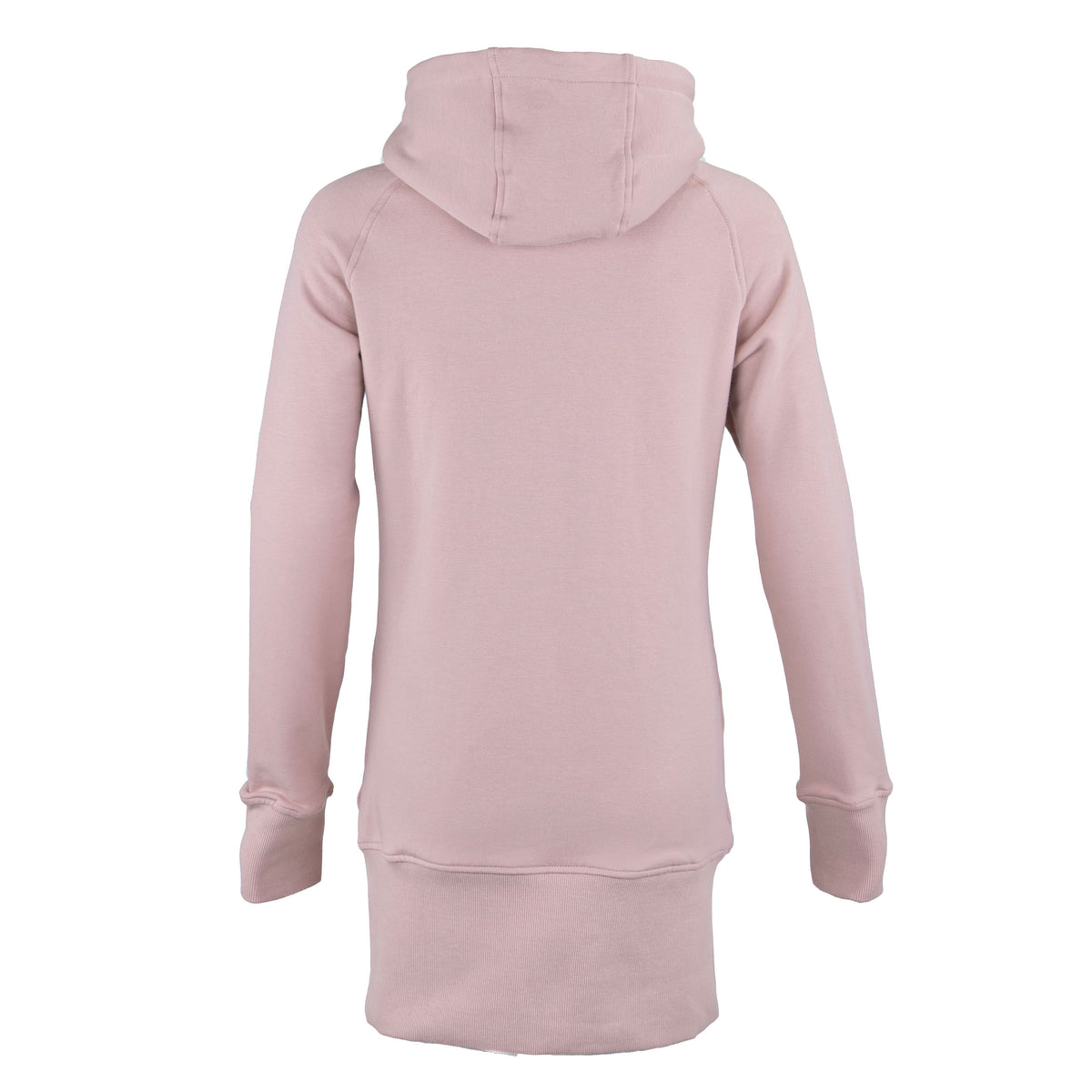 A light pink hooded sweatshirt shown from the back, displayed on a clean white background.