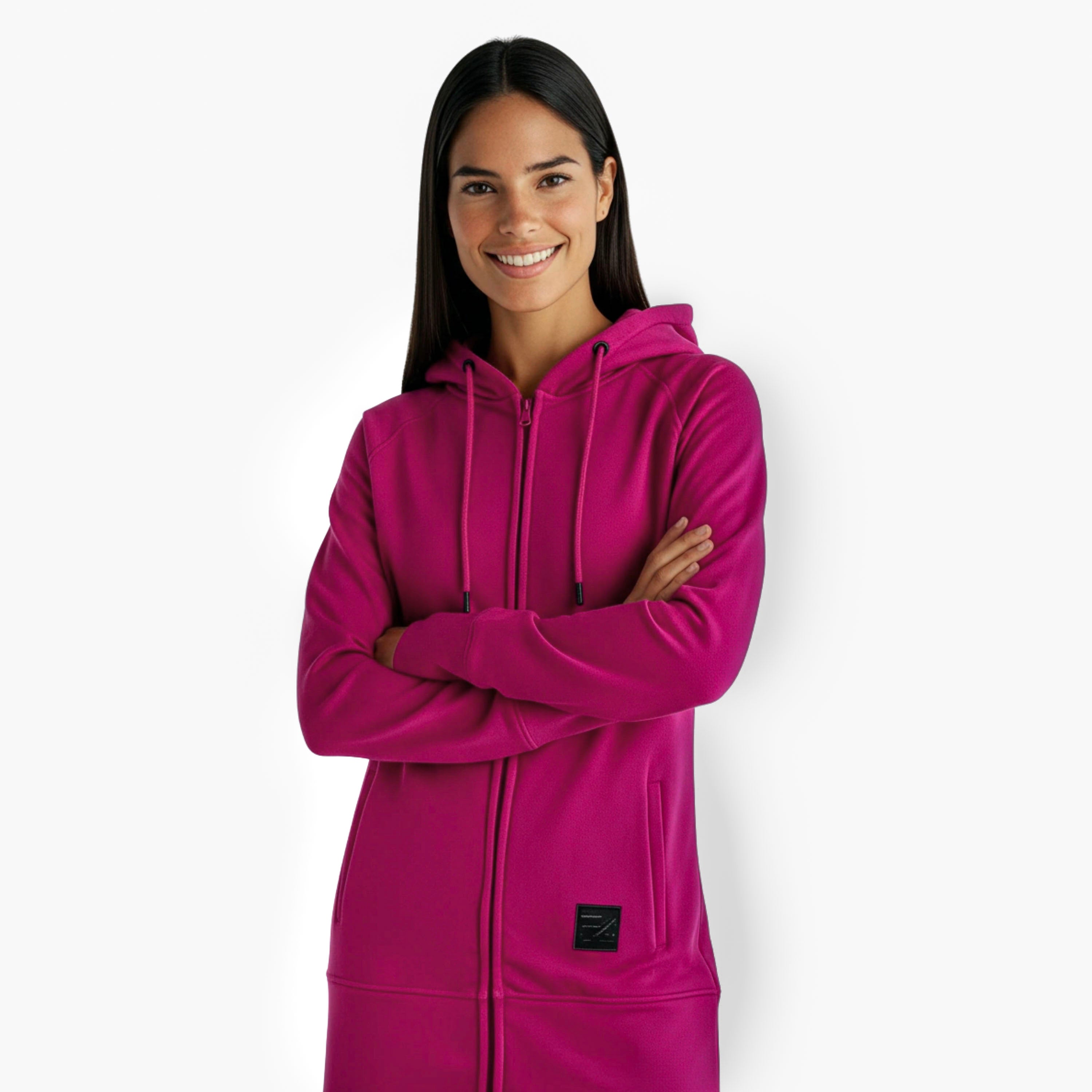 Kora Long Zipup Hoodie Dark Fuchsia