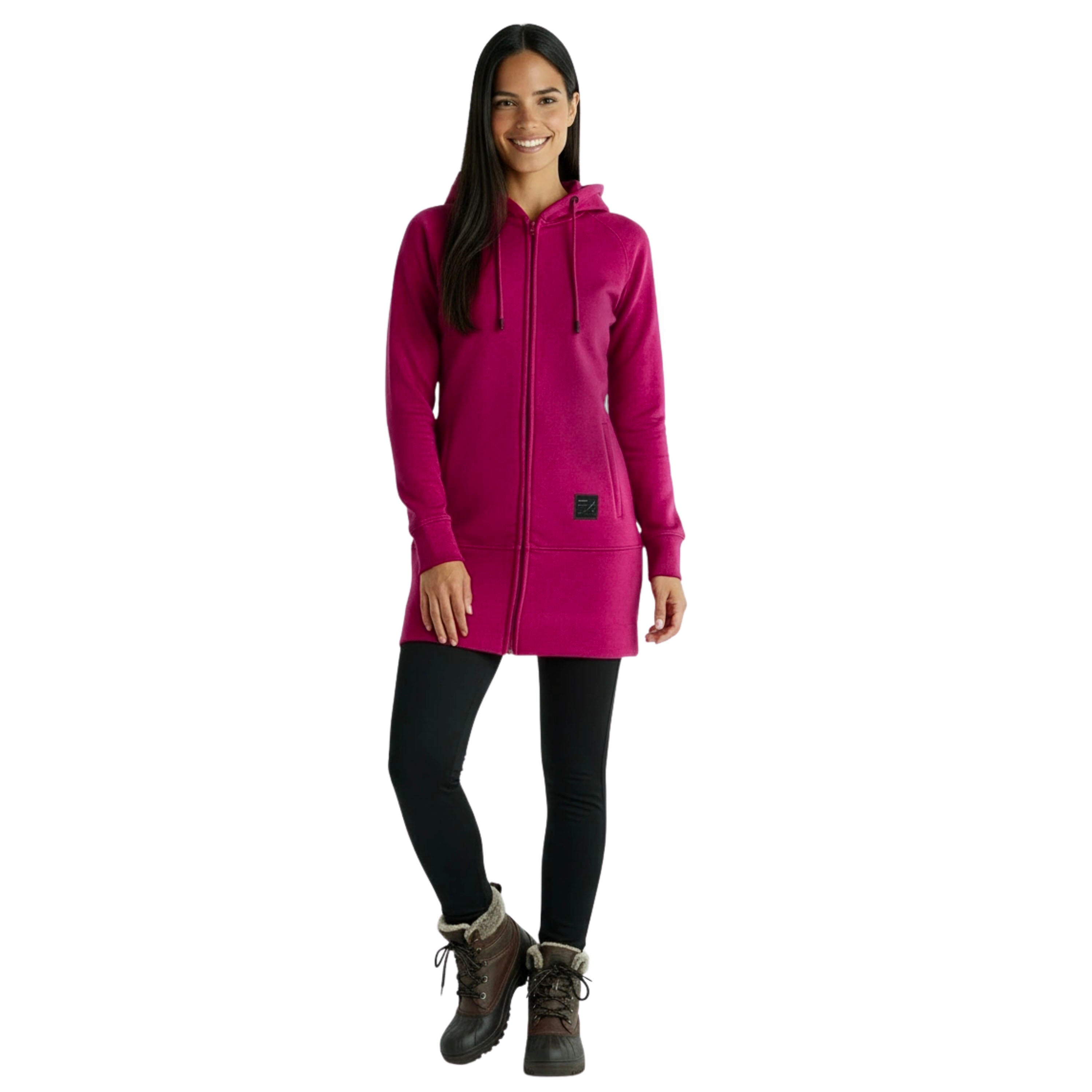 Kora Long Zipup Hoodie Dark Fuchsia