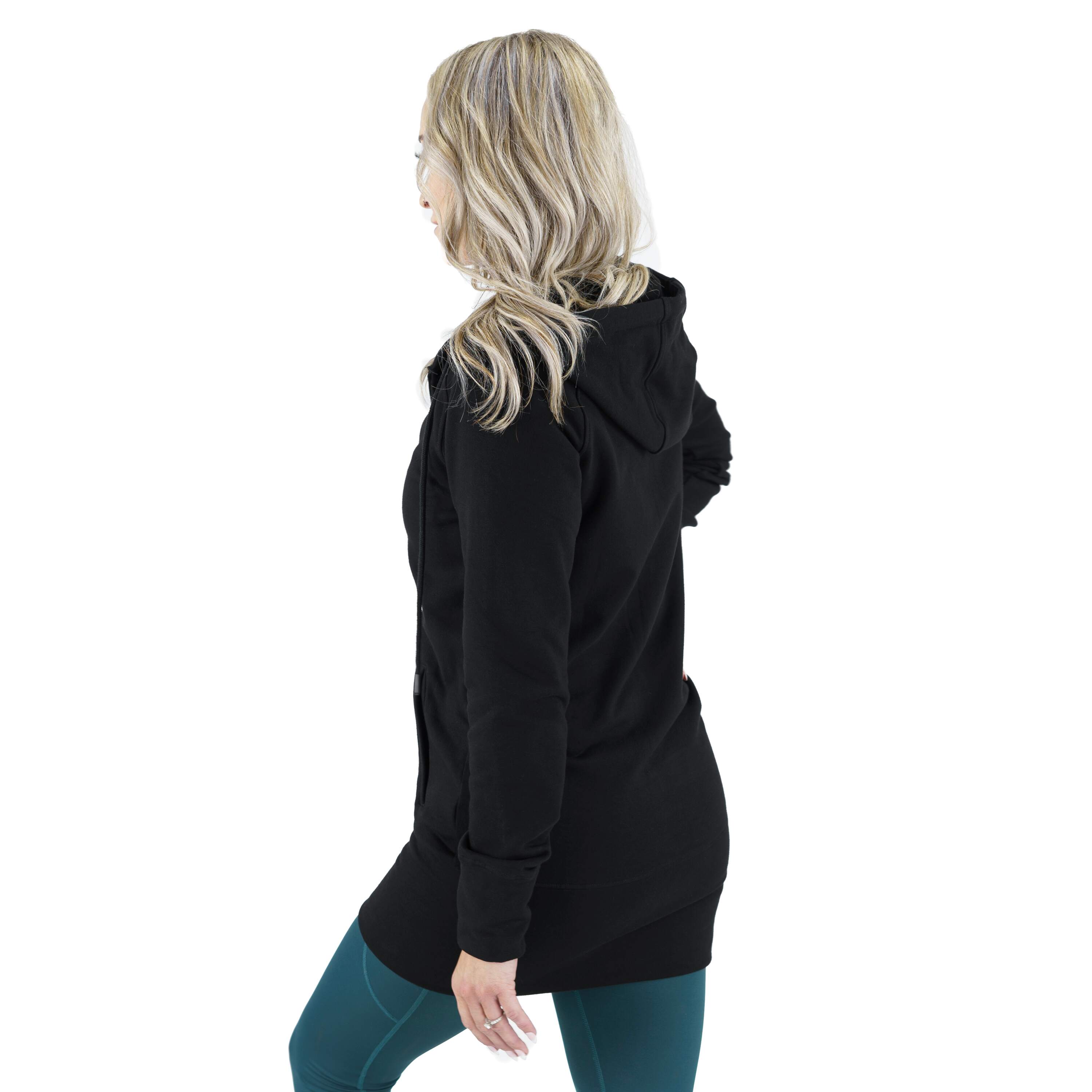 Kora Long Zipup Hoodie Black — Flatout Apparel