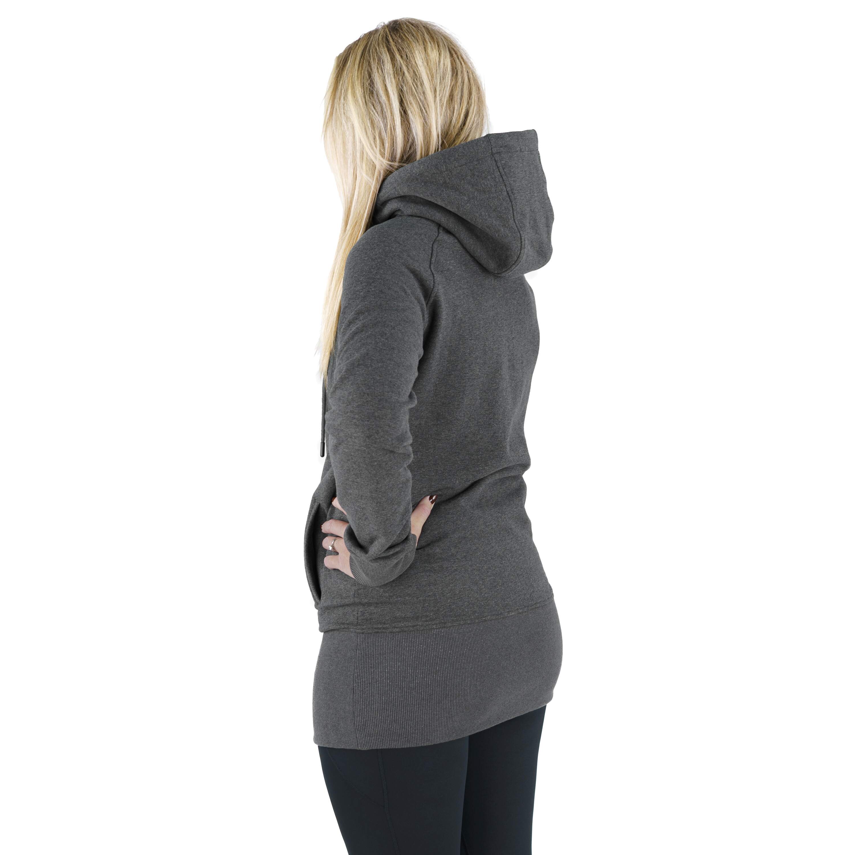 GYMSHARK Sweatshirt Women's SMALL Kangaroo Pocket Hooded Stretchy Grey