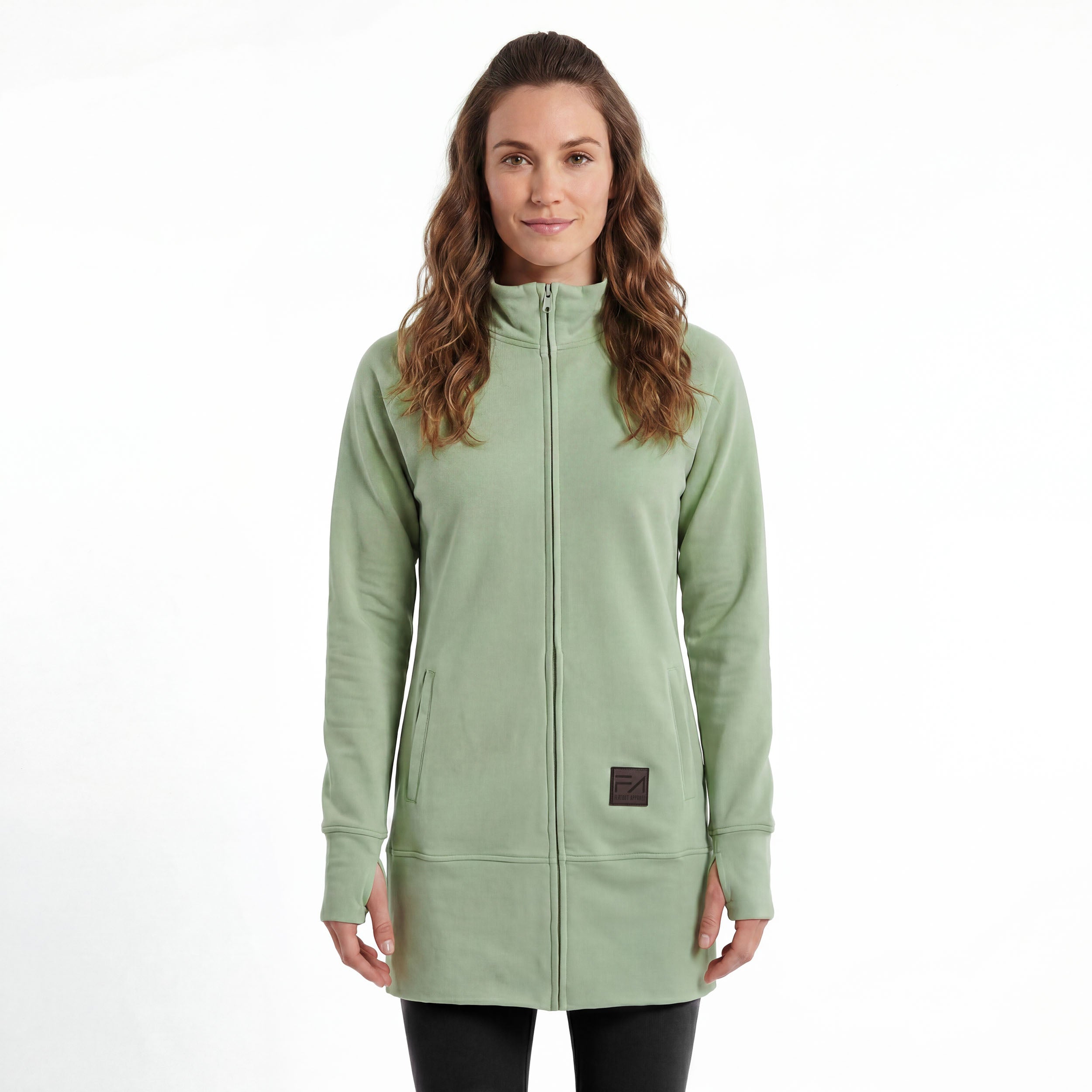 Kora Long Zipup Jacket Sage (TT) — Flatout Apparel Inc.
