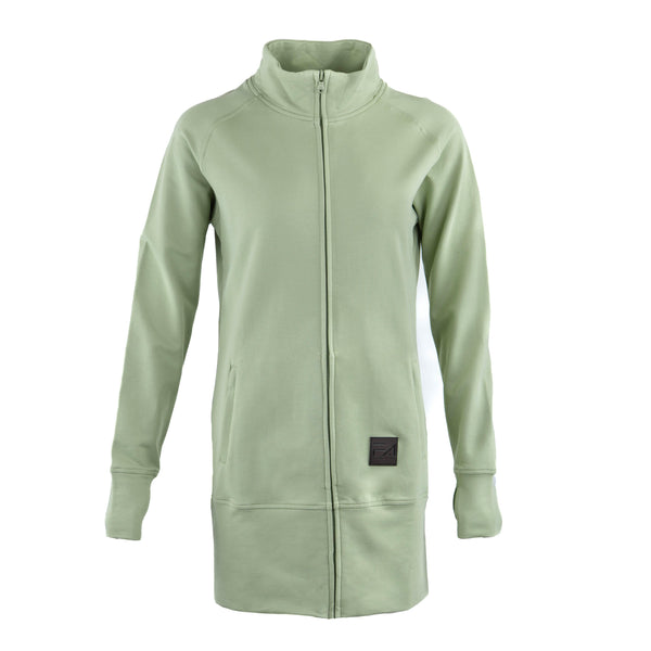 Kora Long Zipup Jacket Sage (TT) — Flatout Apparel Inc.
