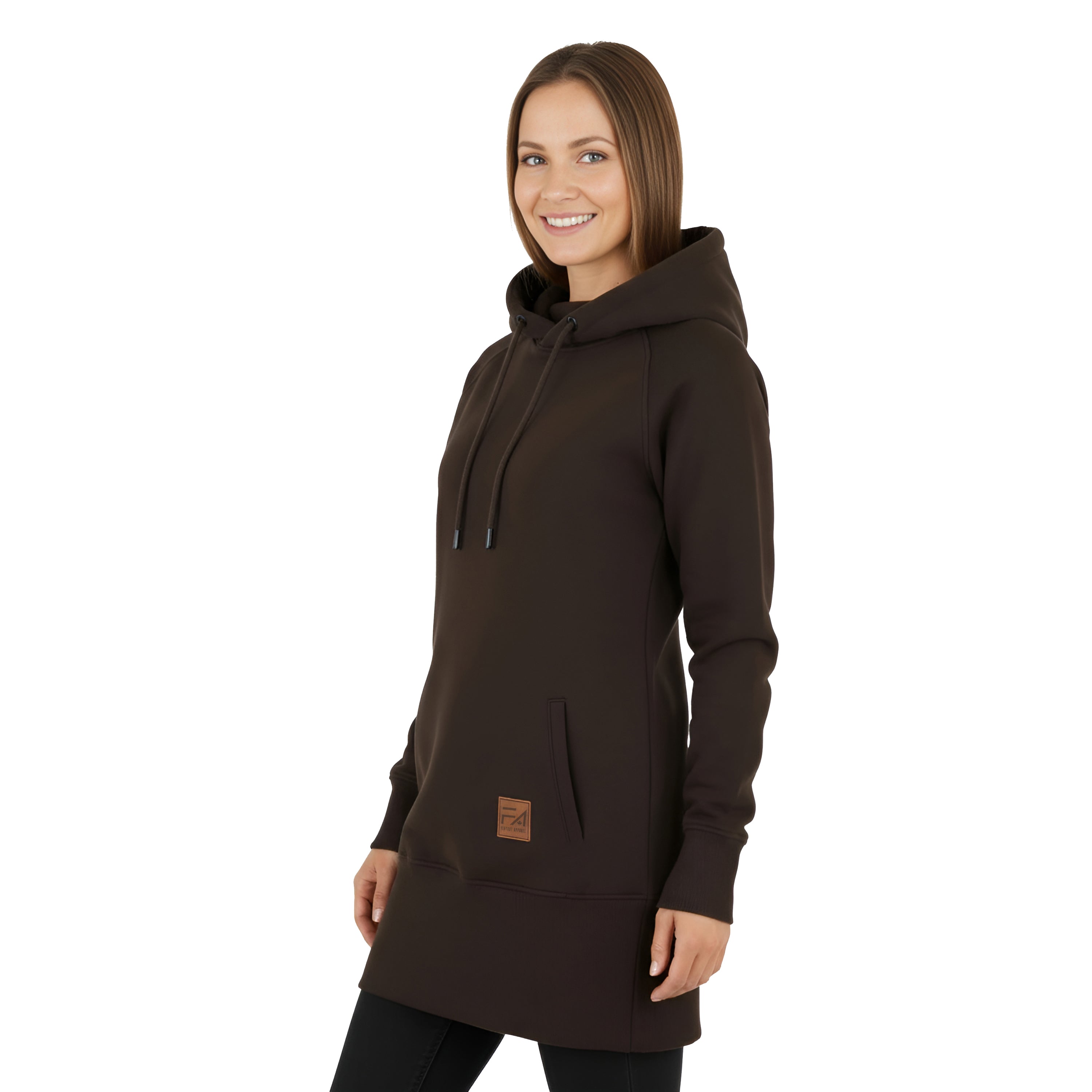 Sweat à capuche long Kora Chocolat