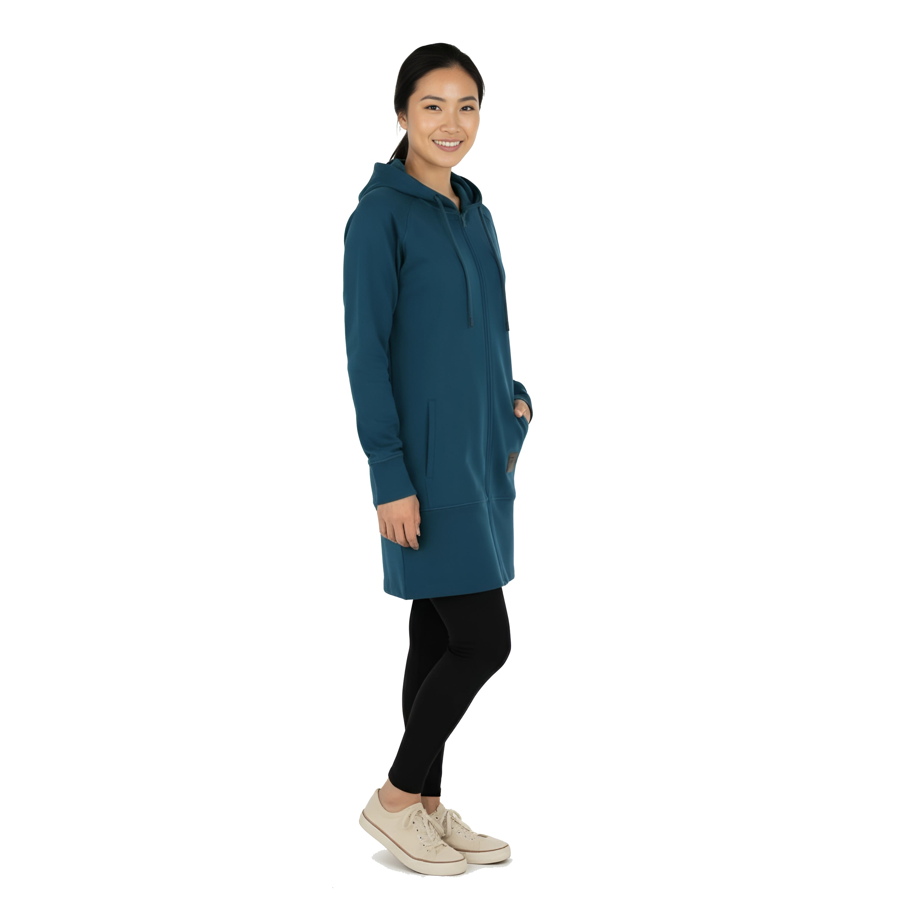 Sweat à capuche zippé Kora Long Bleu sarcelle foncé (TT)