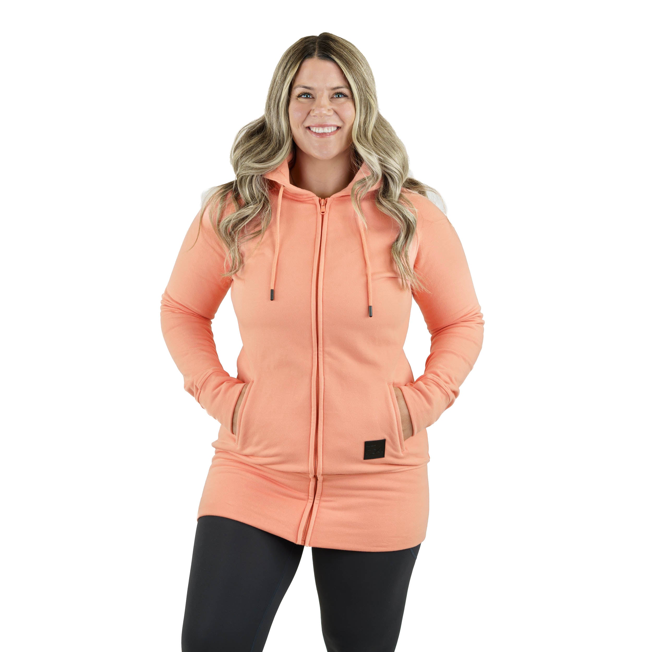 Kora Long Zipup Hoodie Peach