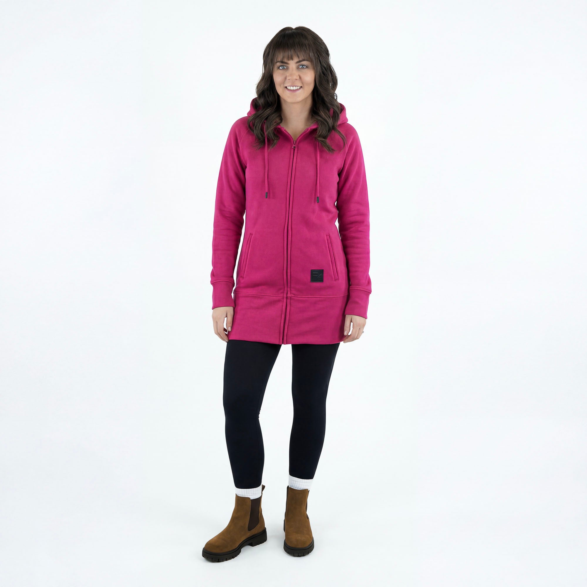 Kora Long Zipup Hoodie Hot Pink