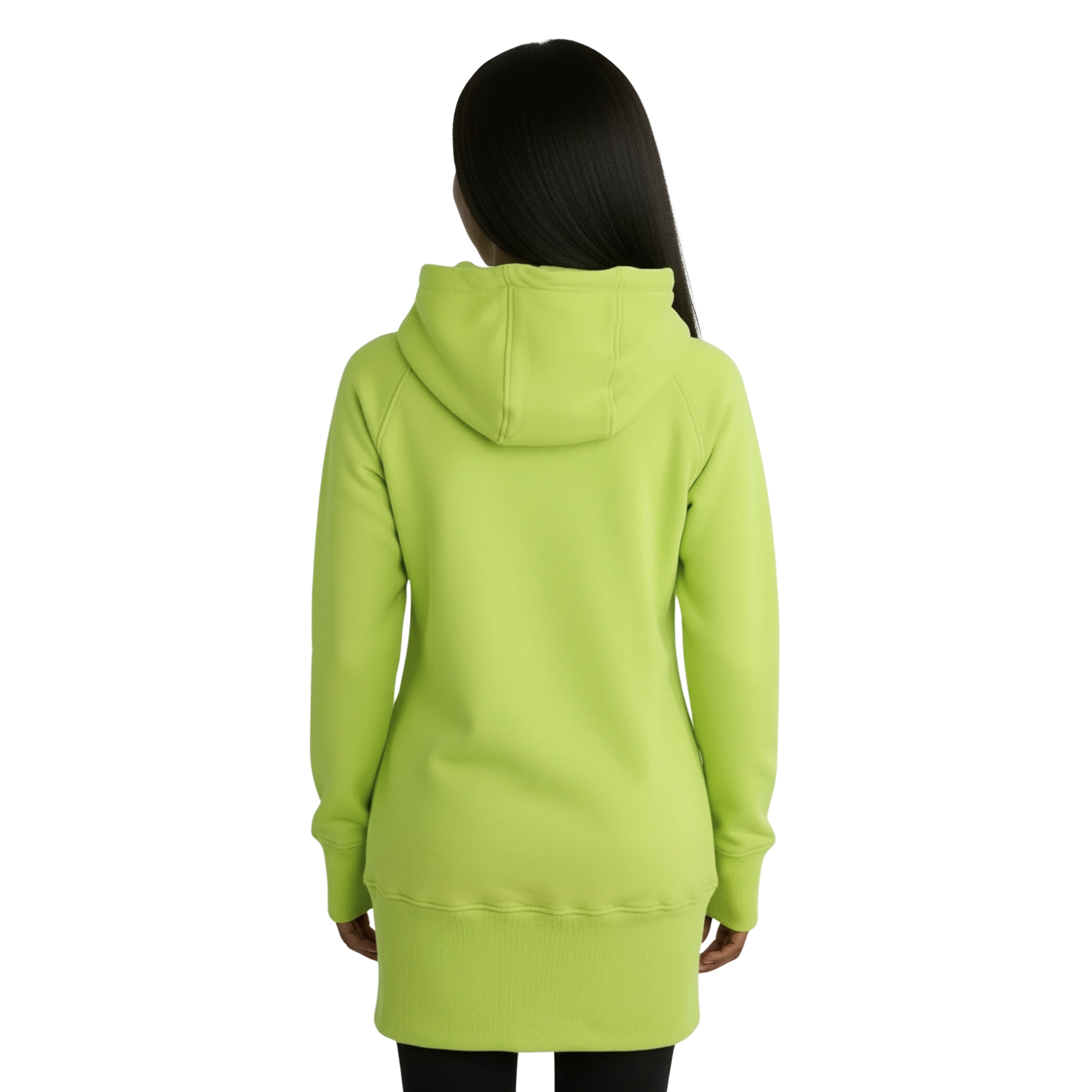 Sweat à capuche long Kora jaune fluo