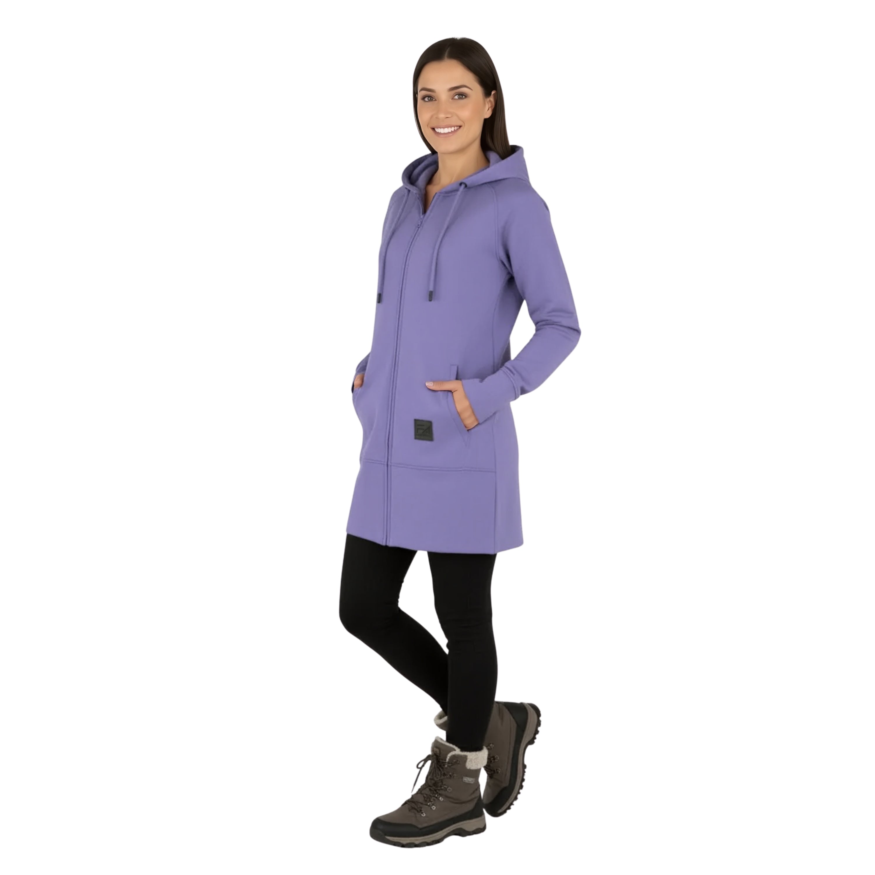 Sweat à capuche zippé long Kora violet (TT)