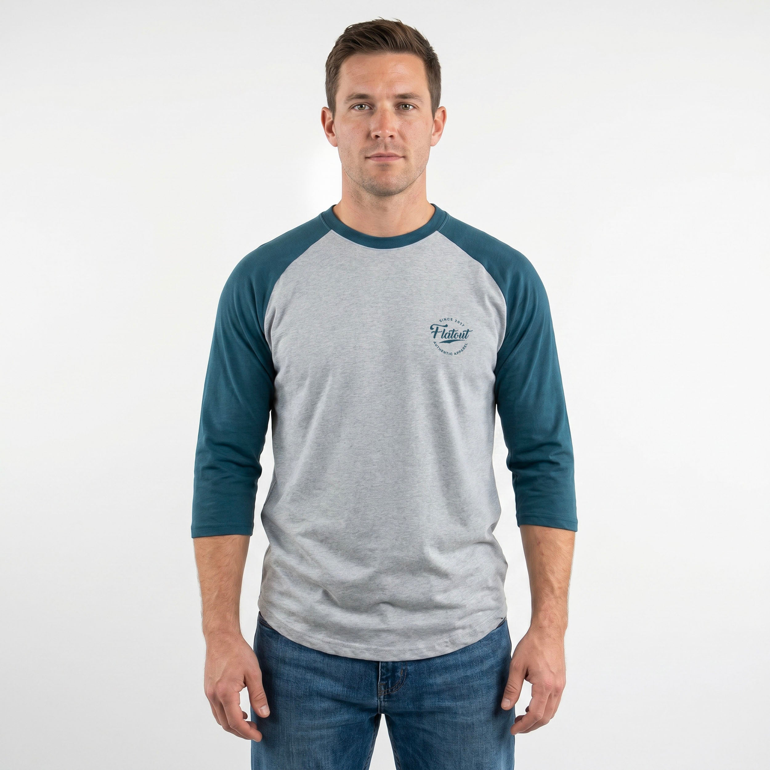 FA Raglan 3/4 (Teal / Heather Grey)