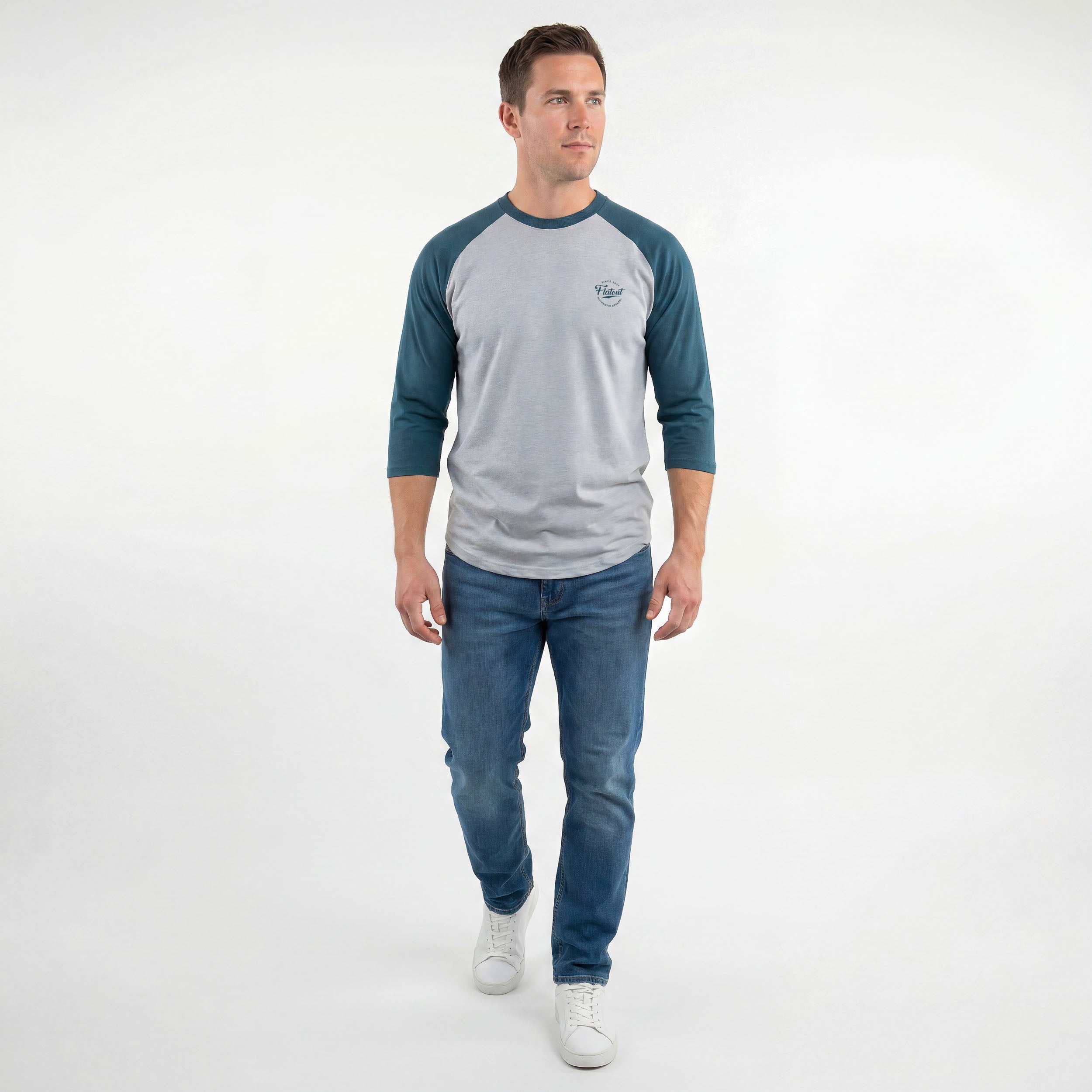 FA Raglan 3/4 (Teal / Heather Grey)